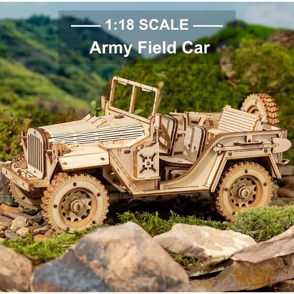 ROKR 1:18 Scale Army Field Car Model Kit 369 Pieces No Glue Needed 4 Hour Assemb - Picture 1 of 6